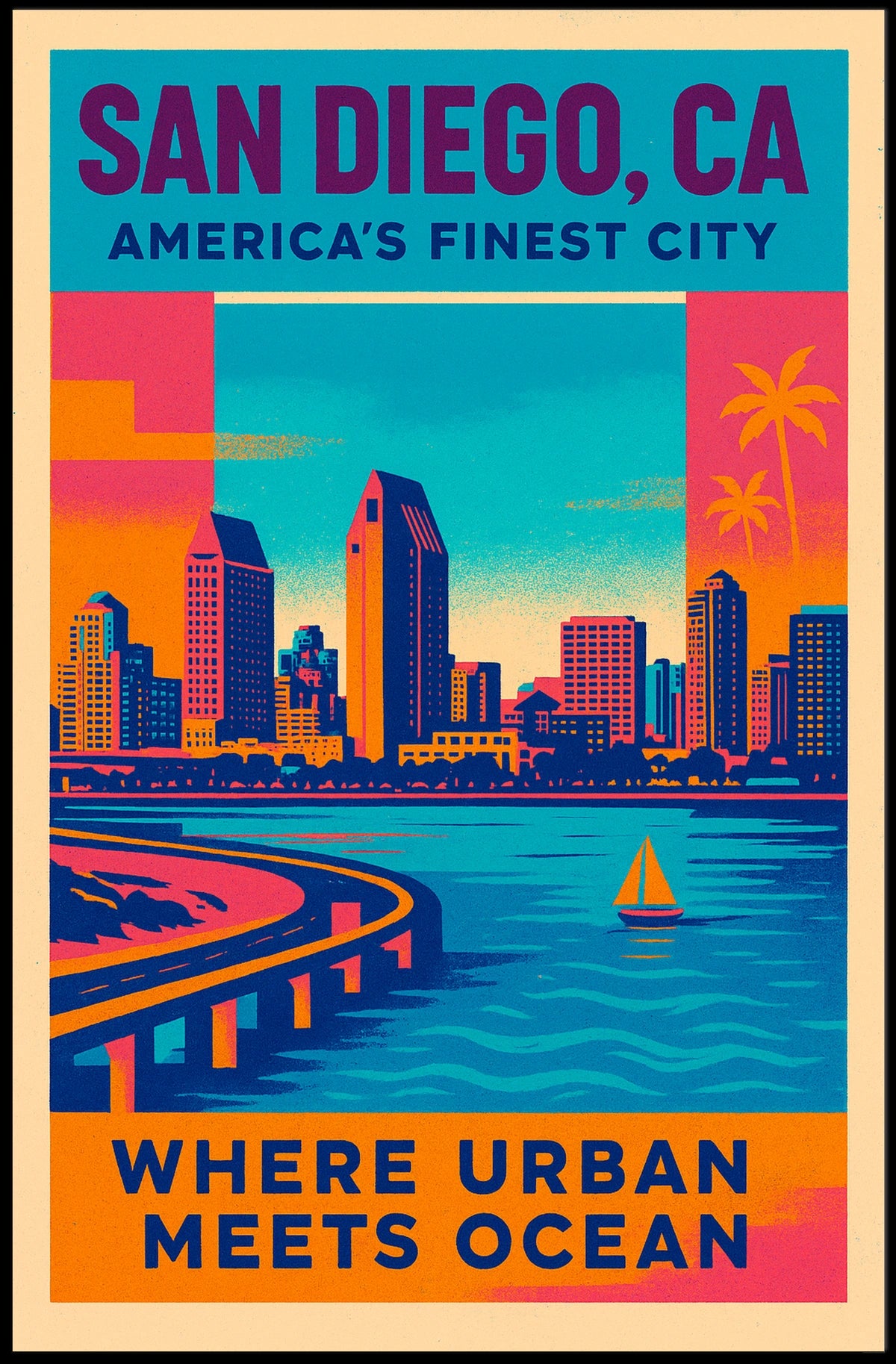 San Diego Where Urban Meets Ocean Poster