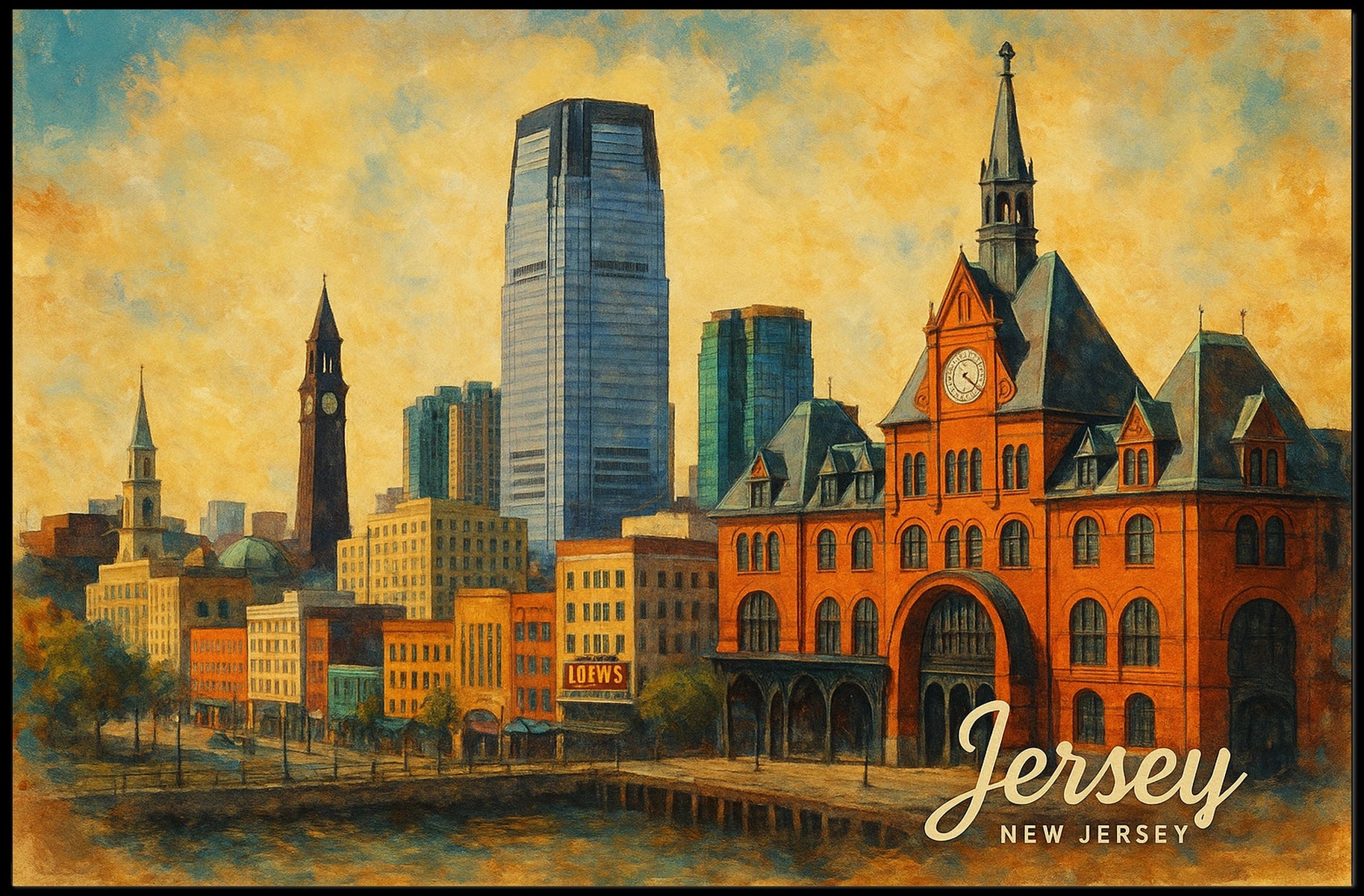 Jersey City Skyline Poster