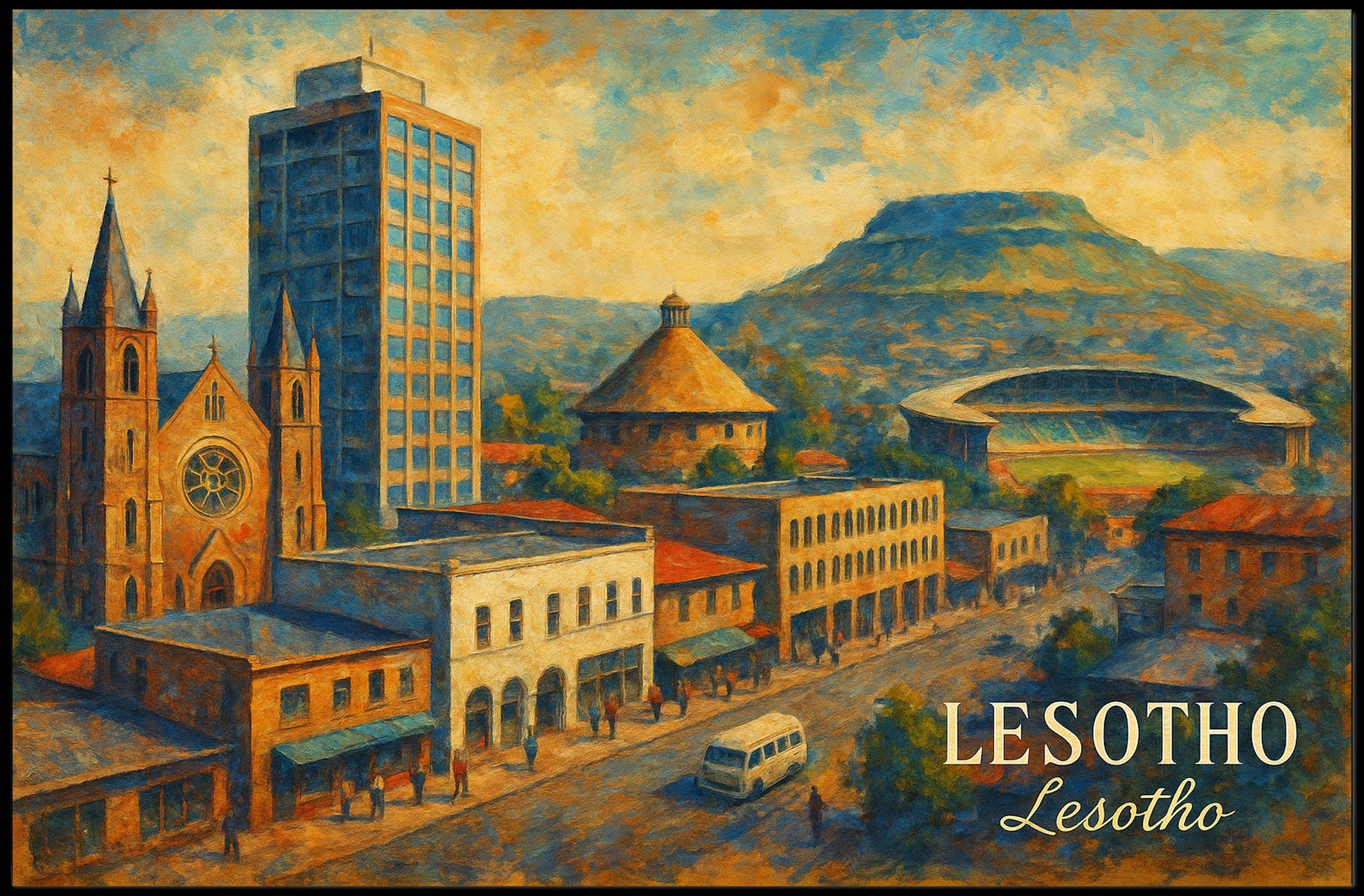 Lesotho Cityscape Poster