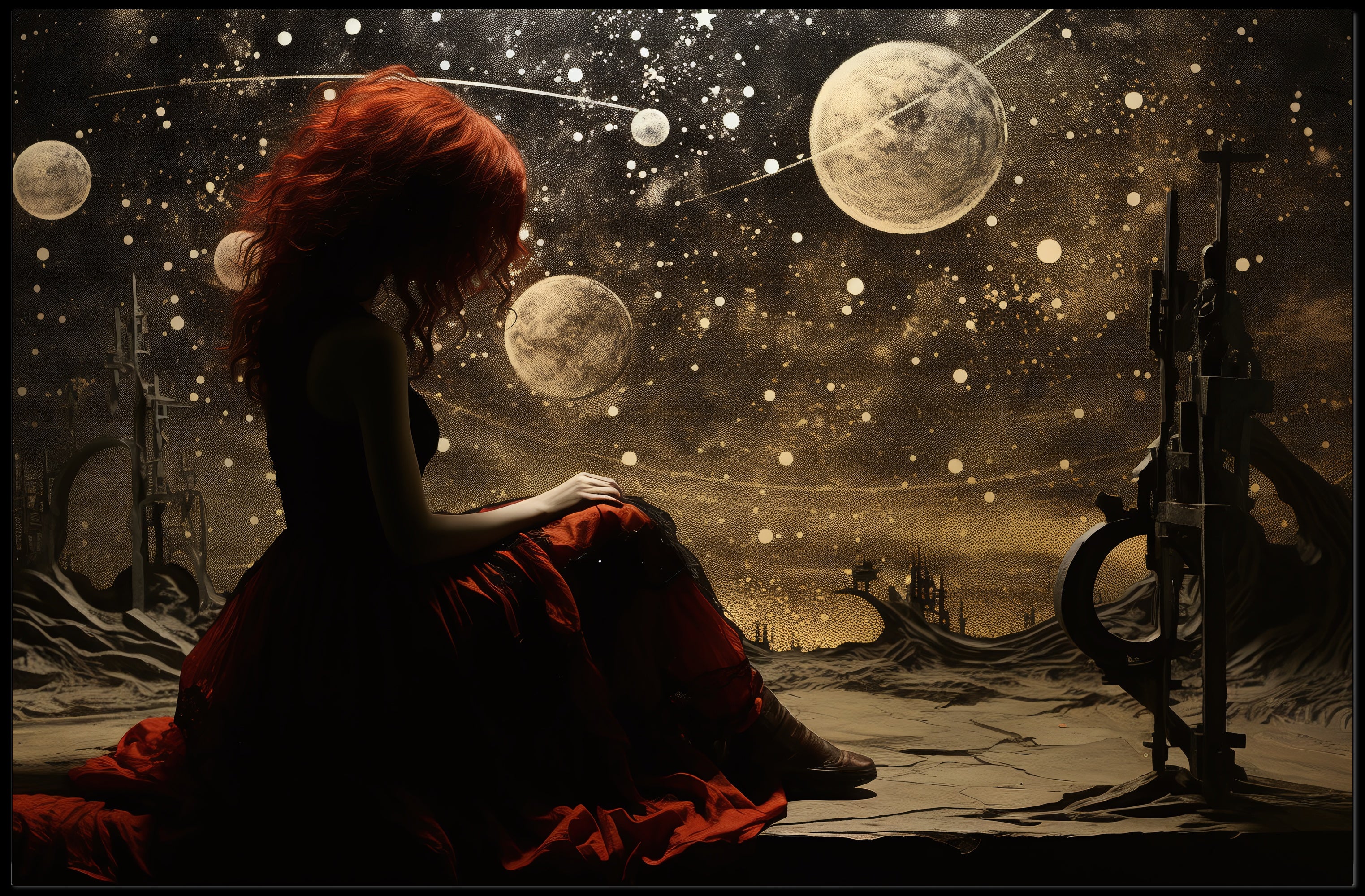 Fantastical Cosmic Landscape with Celestial Artistry Fantasy Poster