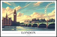 London's Iconic Landmarks Explored in Urban Cityscape Poster