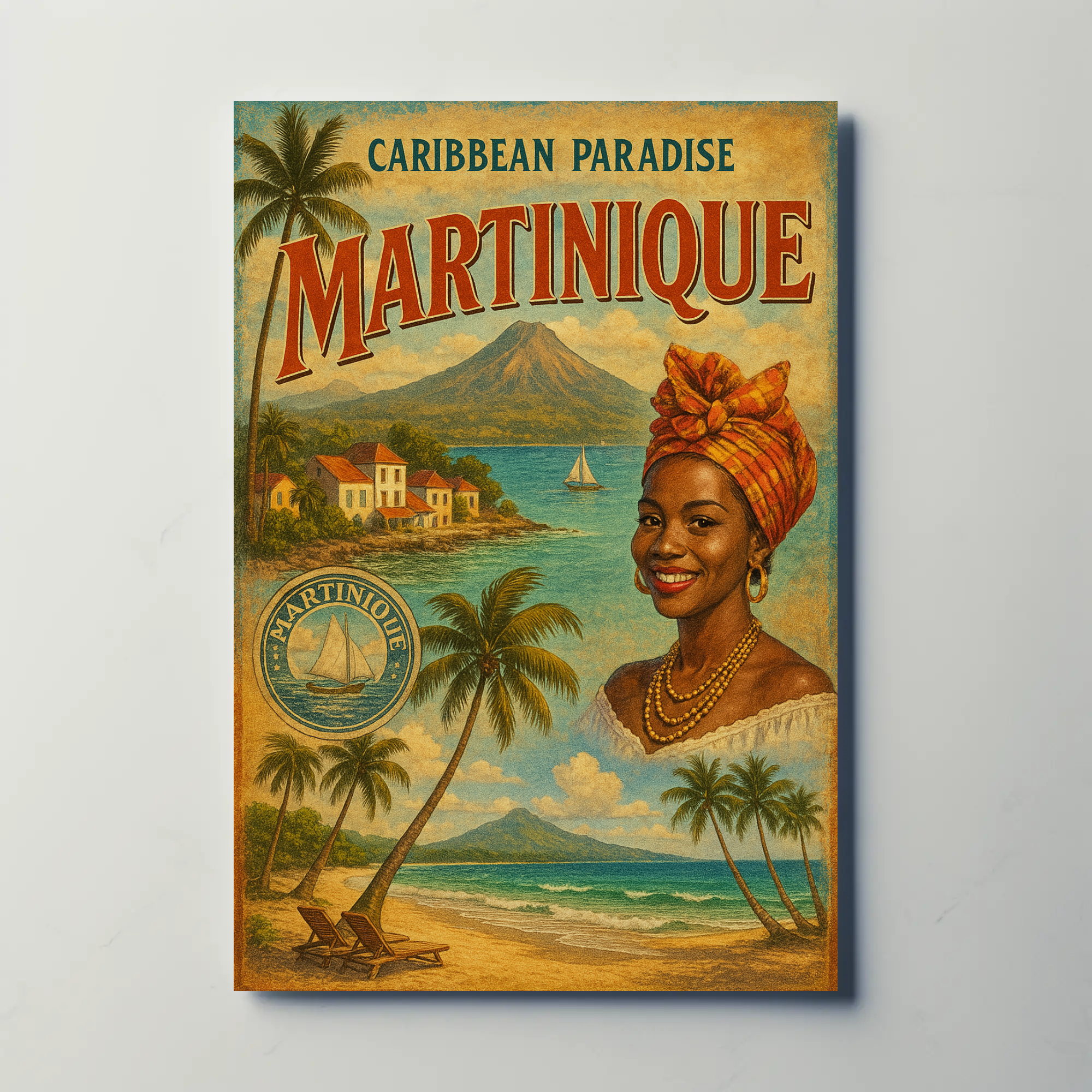 Caribbean Paradise Martinique Vintage Travel Poster
