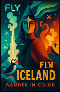 Iceland Adventure Fly and Wander Travel Poster PosterGoat