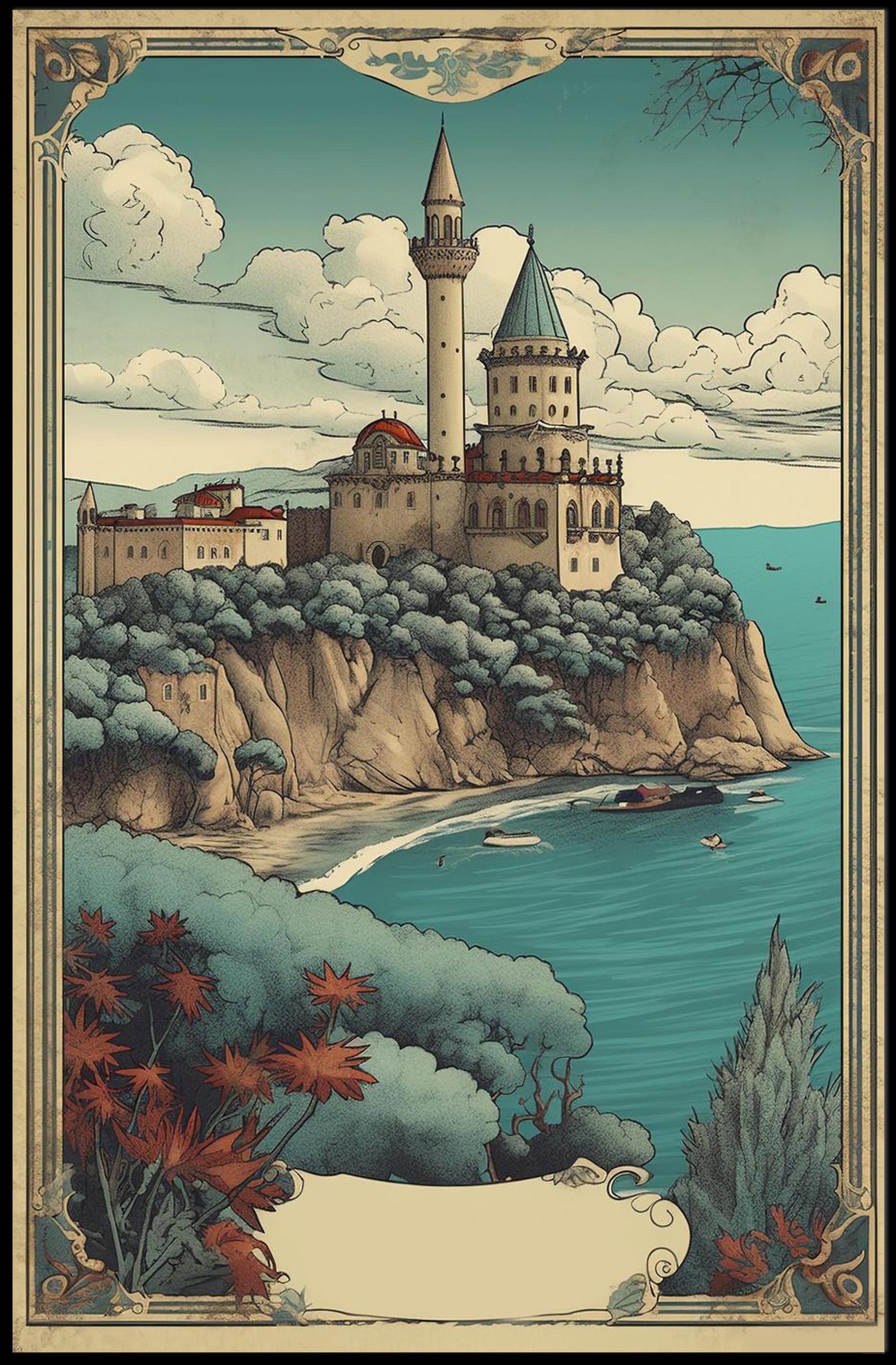 Enchanted Coastal Castle Poster