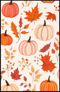 Autumn Harvest Fall Pumpkins Leaves Poster
