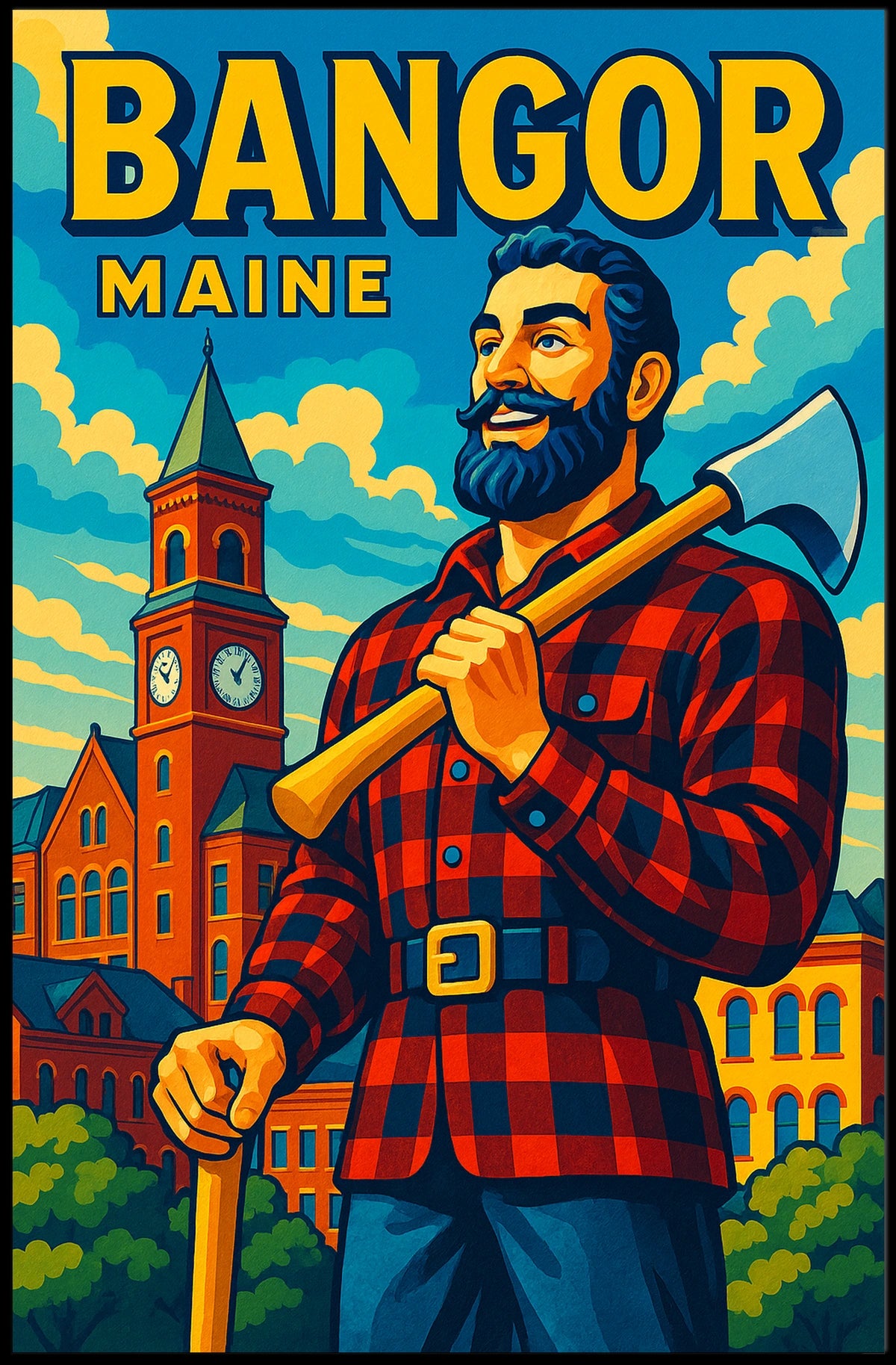 Bangor, Maine Lumberjack Spirit Poster