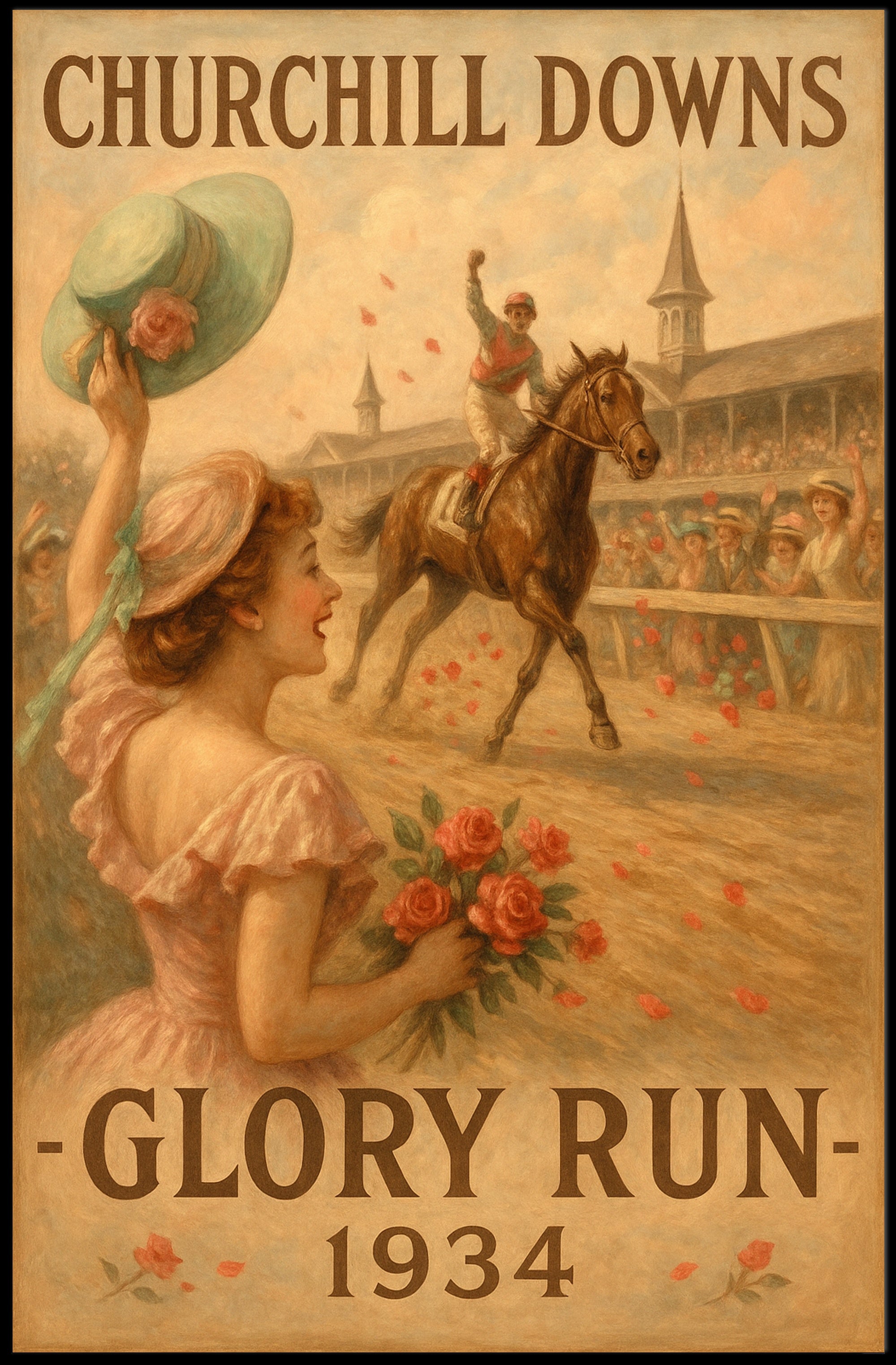 Churchill Downs Vintage Jockey Victory Sports Poster