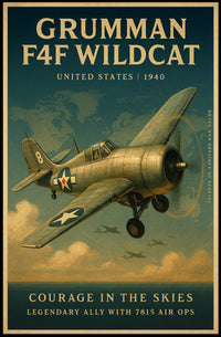 Grumman F4F Wildcat Vintage Aviation Poster Print