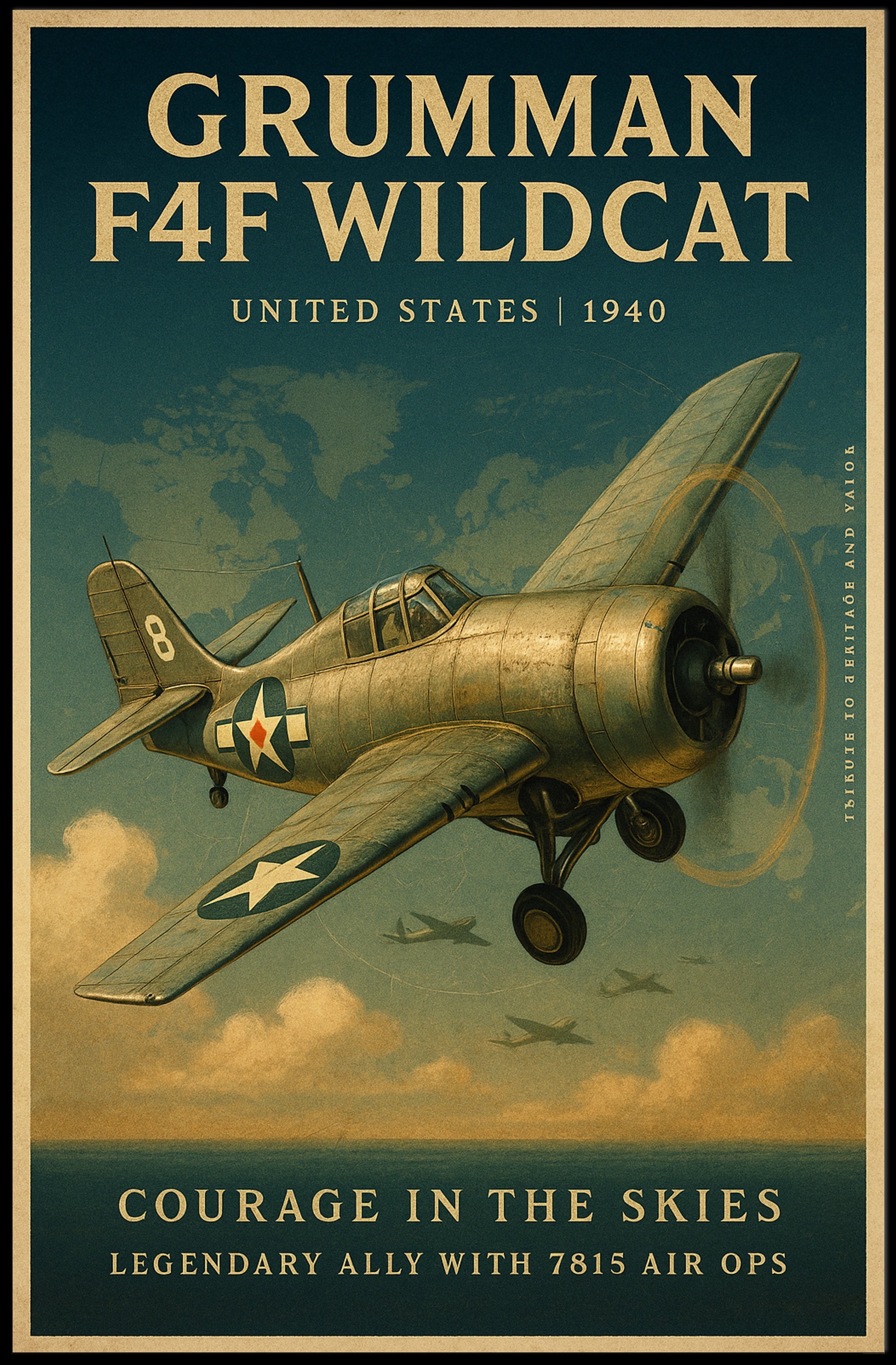 Grumman F4F Wildcat Vintage Aviation Poster Print
