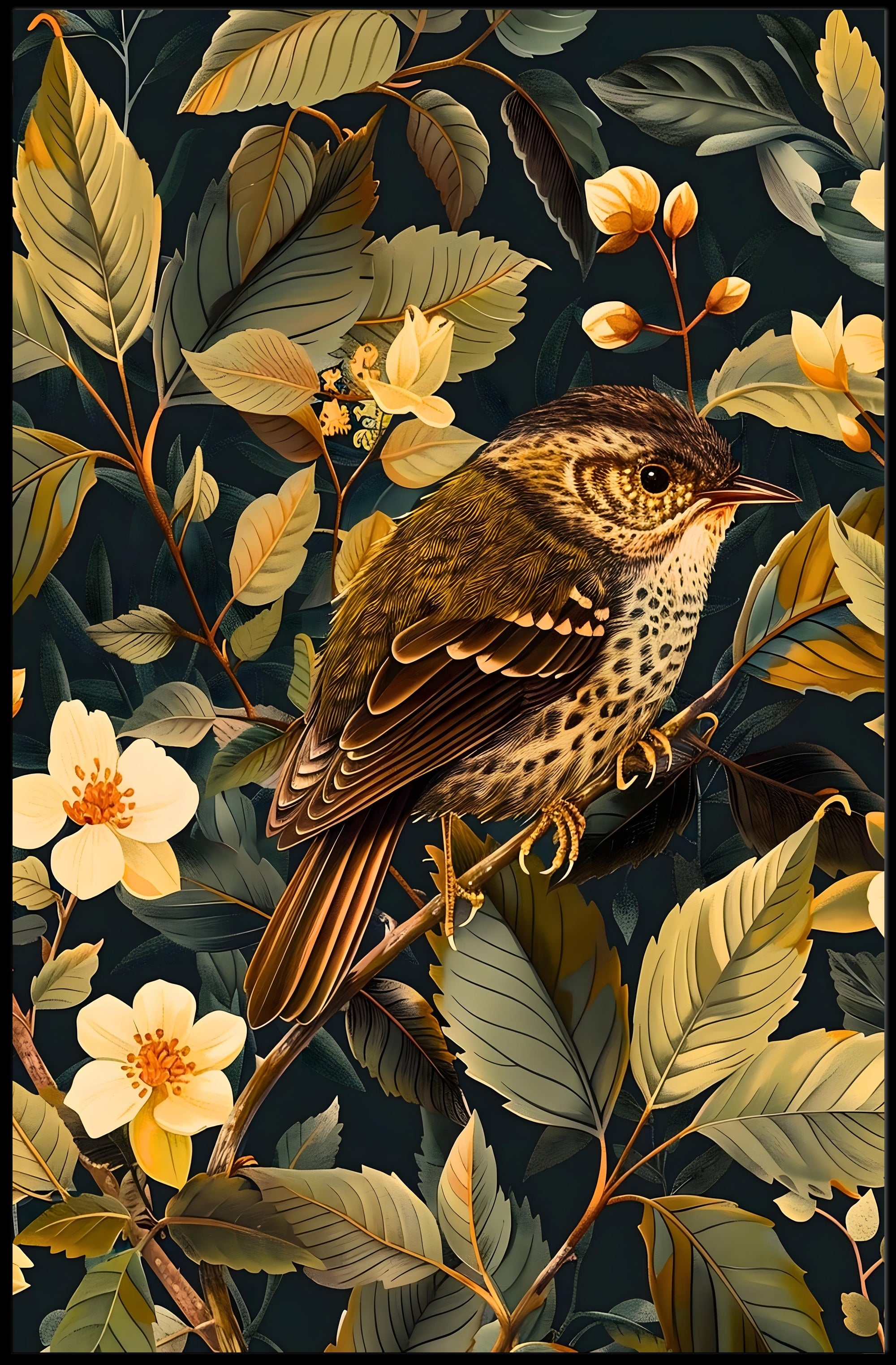 Richly Illustrated Vintage Bird Nature Art Animal Poster