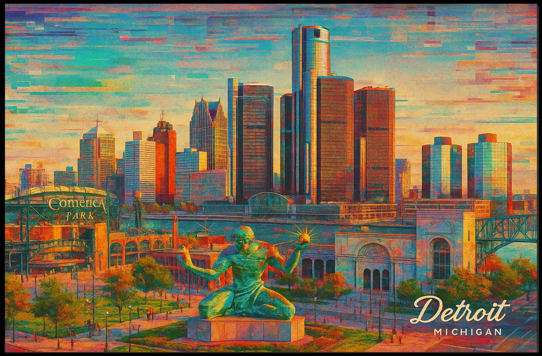 Detroit Skyline Poster