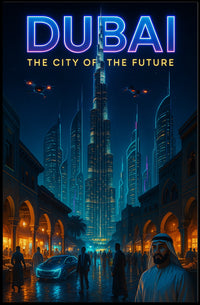 Dubai City Of The Future Poster Futuristic Skyline Decor