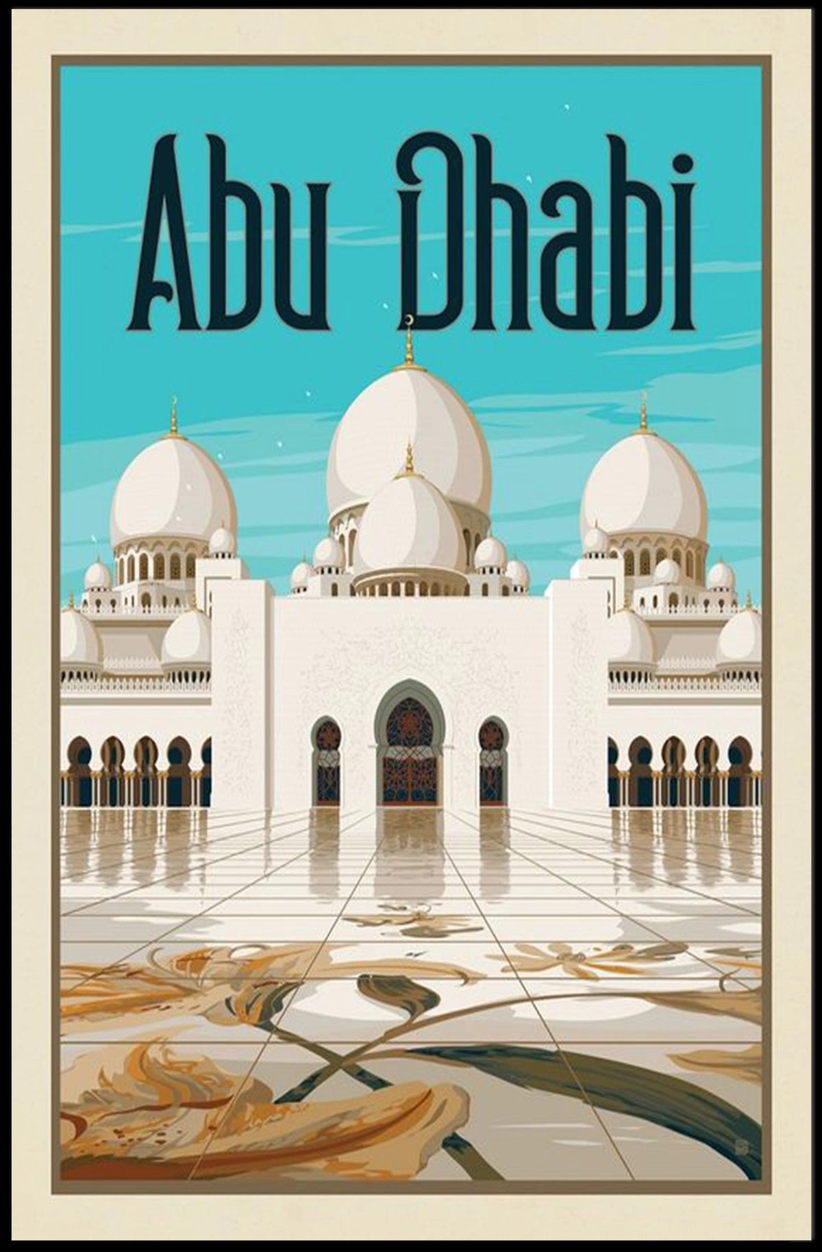 Abu Dhabi Sheikh Zayed Grand Mosque Elegance Travel Poster