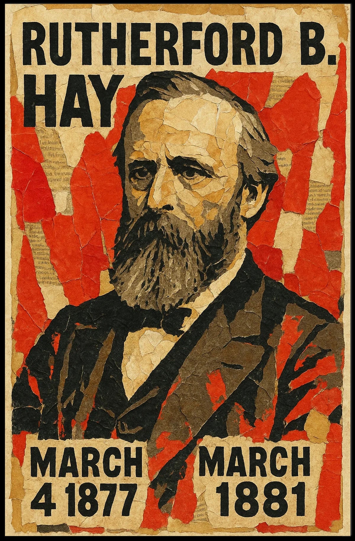 Rutherford B. Hayes 19th President of the United States Layered paper Collage Poster