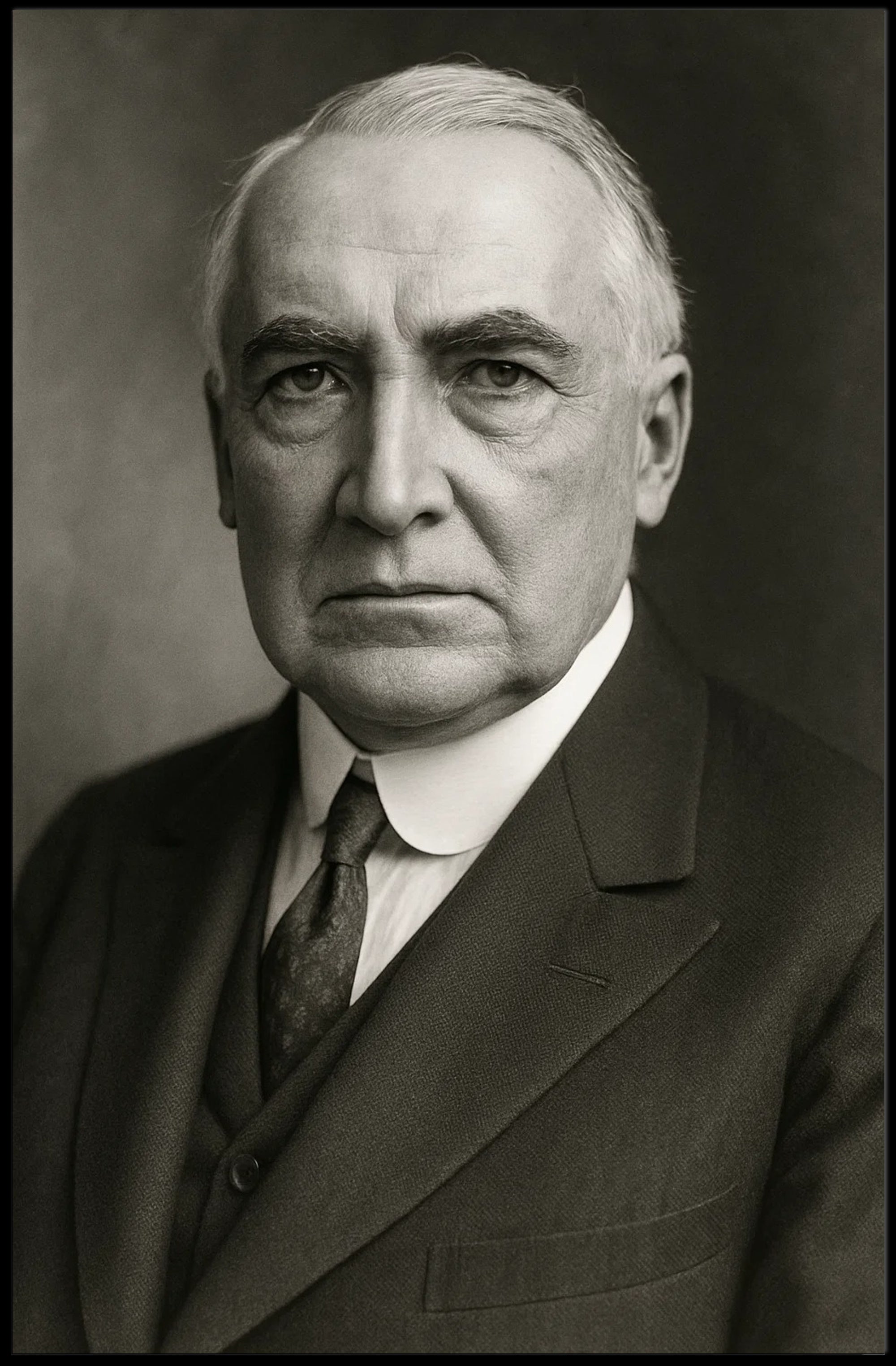 Formal Black and White Portrait: Historical or Presidential Poster