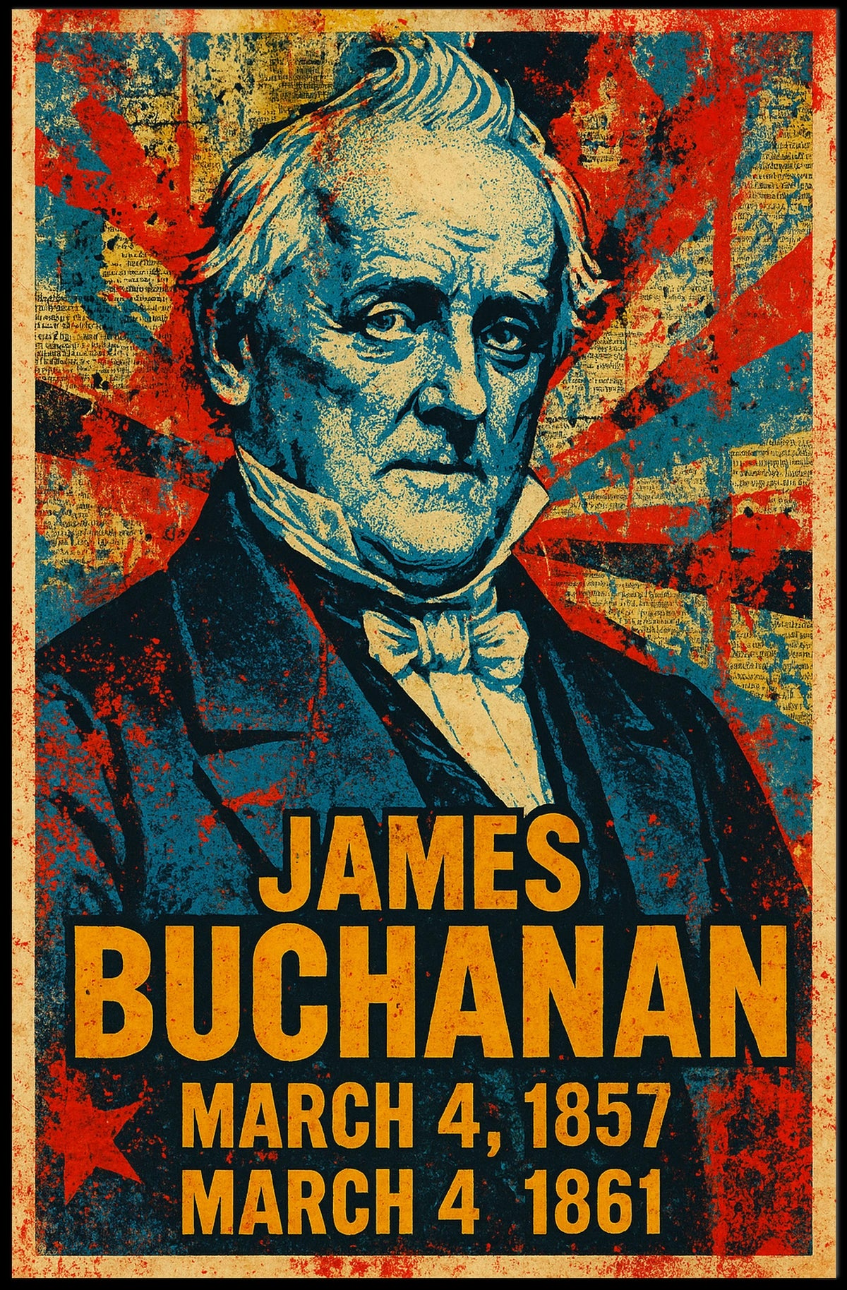 James Buchanan 15th President of the United States Street Art Mashup Poster