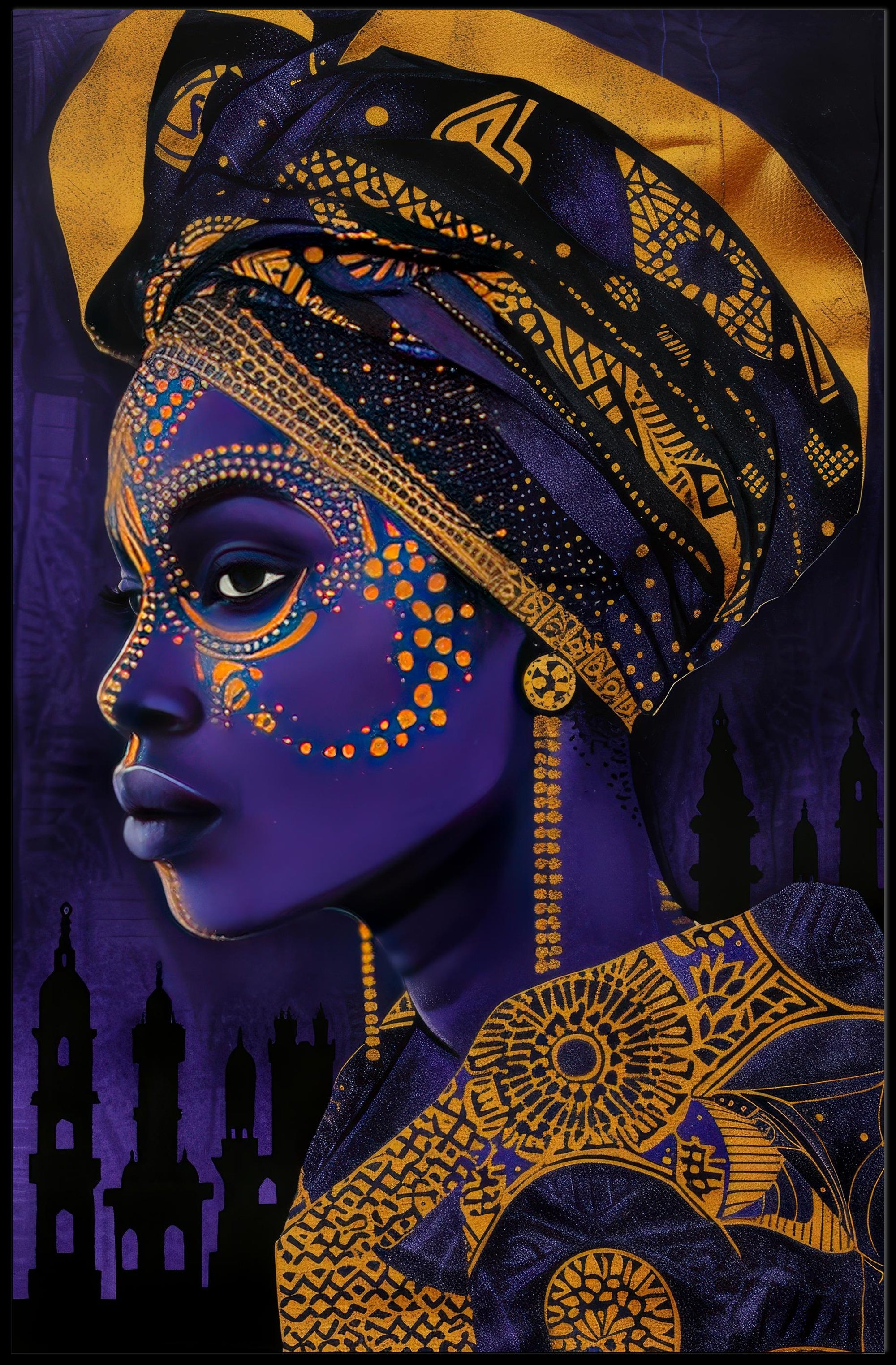 African Heritage Woman Portrait with Cultural or Heritage Poster