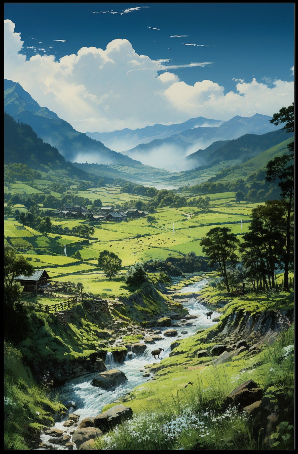 Serene Valley Landscape Poster