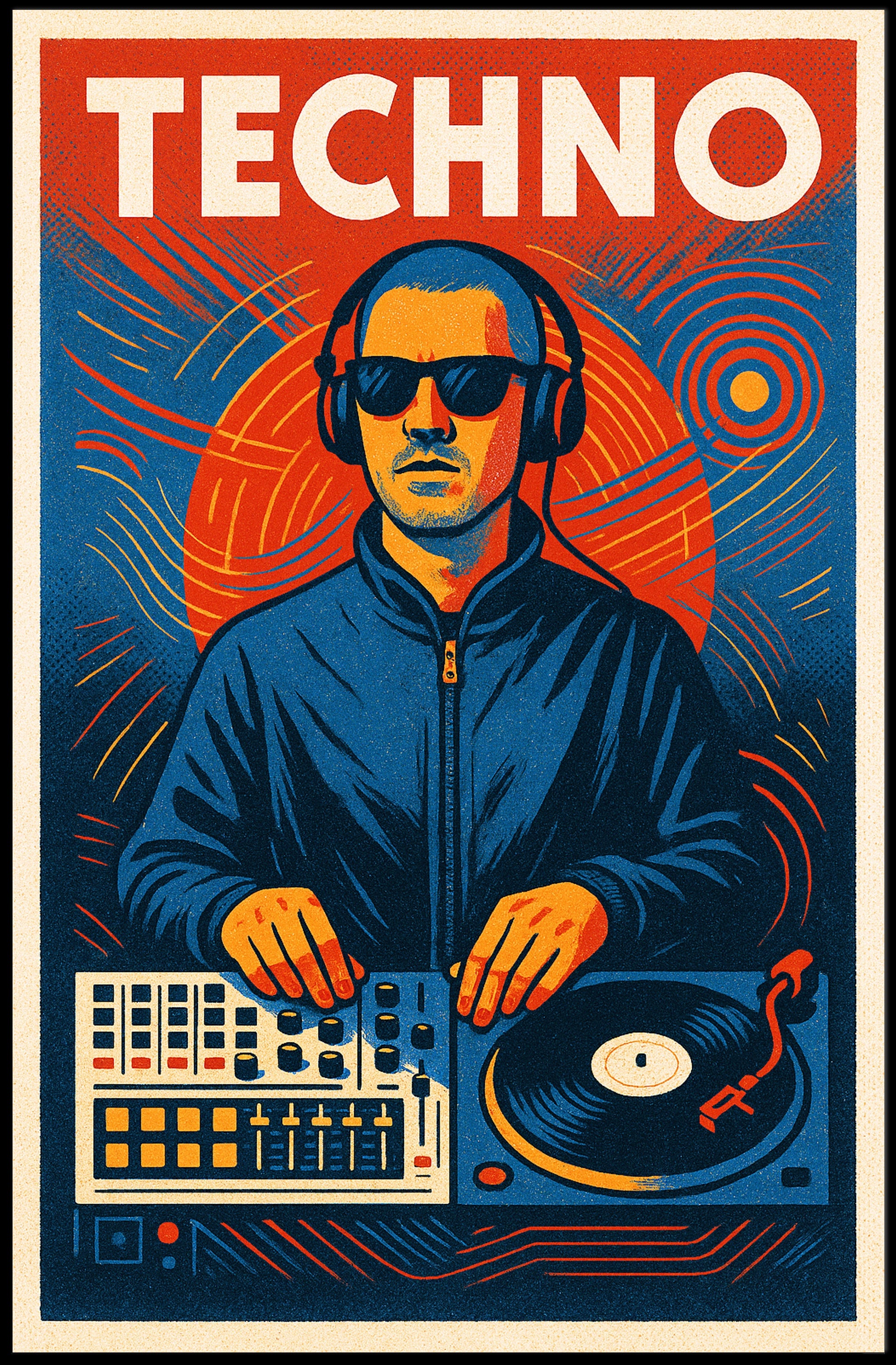 Techno Vibes Poster PosterGoat