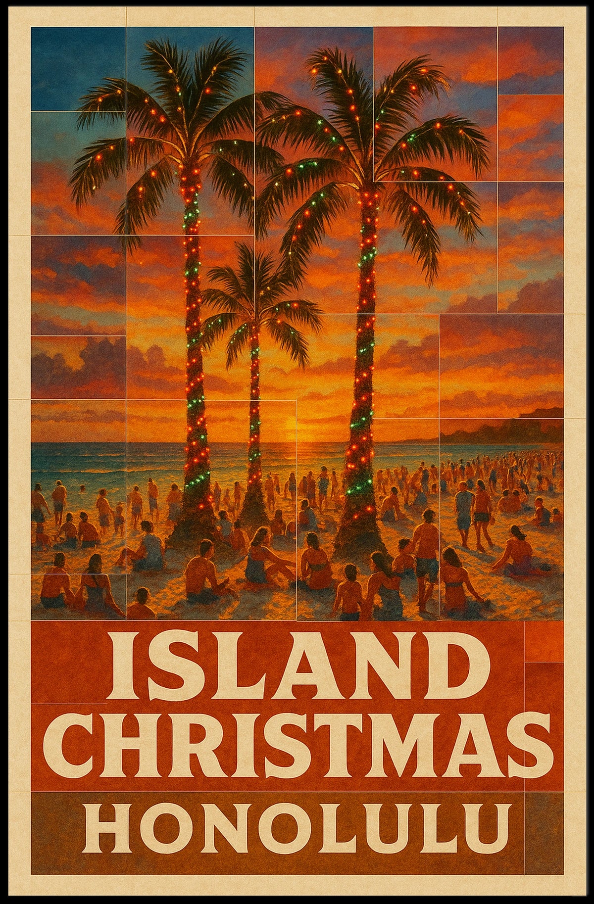 Island Christmas In Honolulu Poster