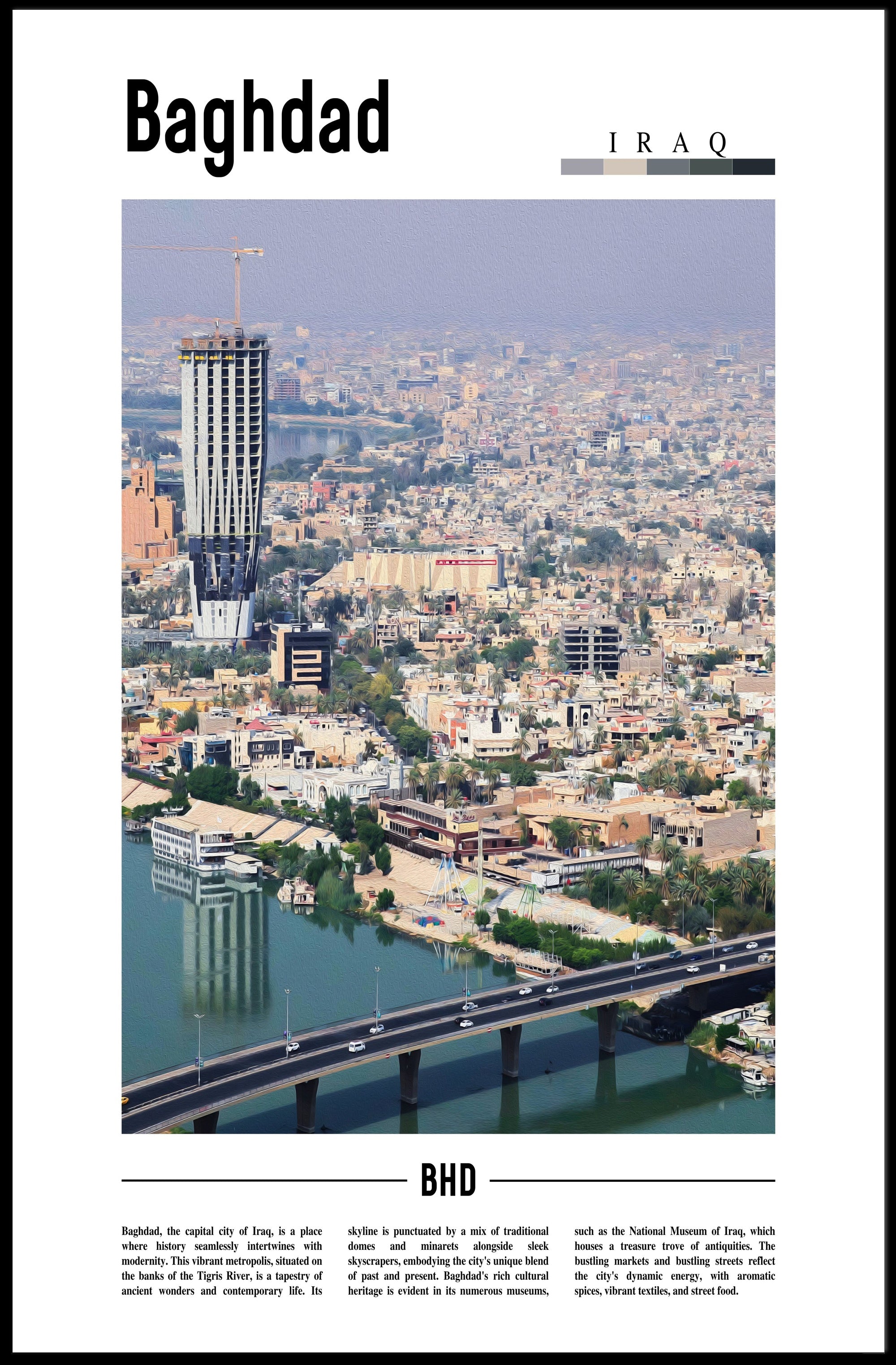 Baghdad Skyline Fusion Urban or Cityscape Poster PosterGoat