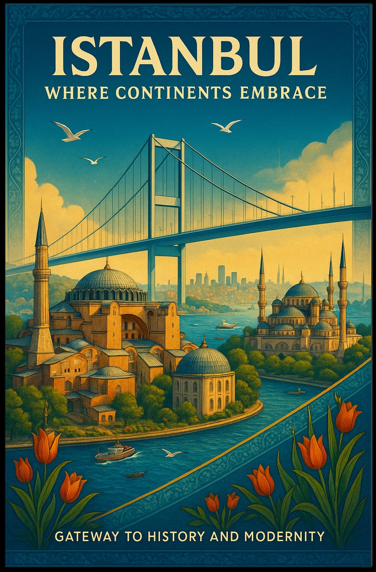 Istanbul Where Continents Embrace Poster