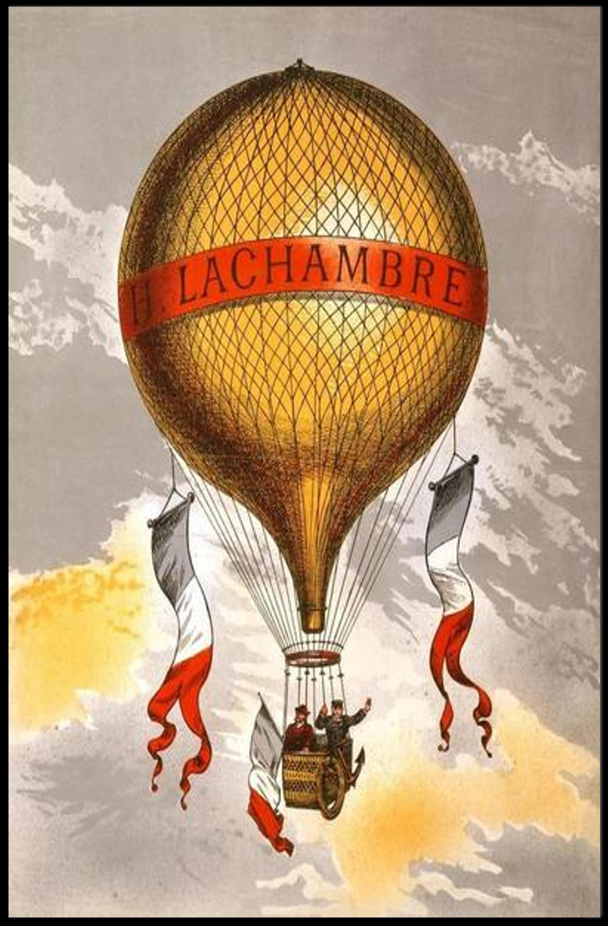 Vintage Hot Air Balloon Illustration Poster PosterGoat