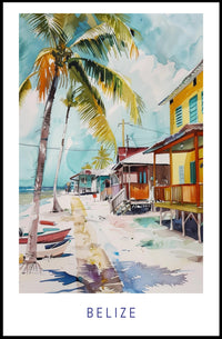 Belize Coastal Serenity Watercolor Travel Poster PosterGoat