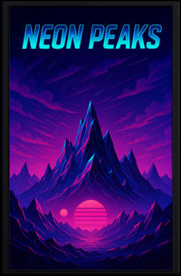 NEON Peaks: Retro-Futuristic Artistry Sci-Fi Poster