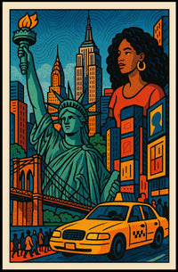 New York City Vibrant Cityscape Poster Abstract Wall Art