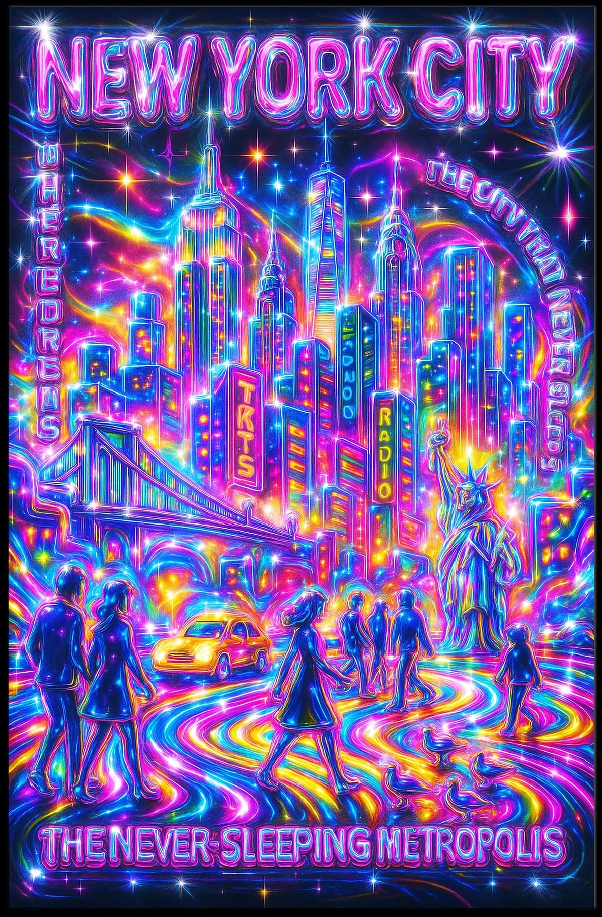 New York City The Never Sleeping Poster Modern Wall Art