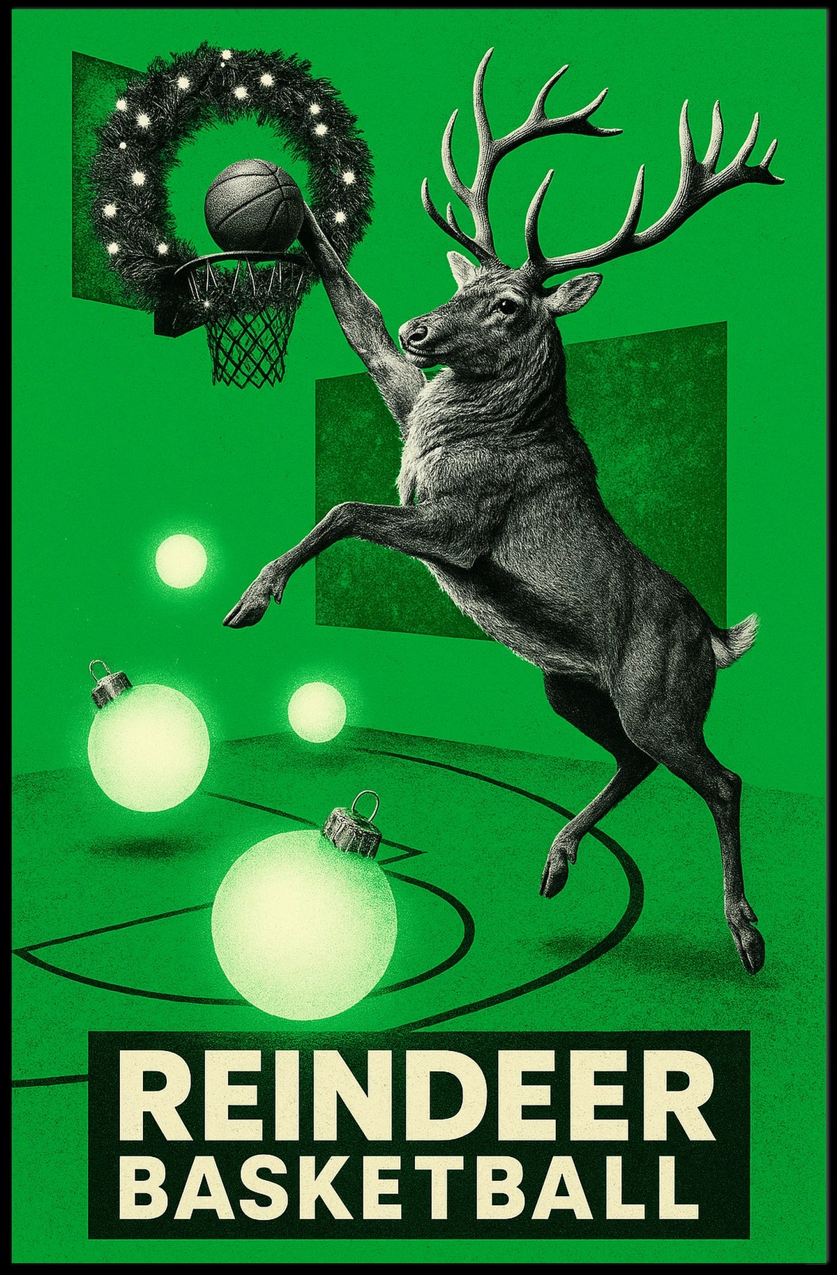 Reindeer Basketball Poster