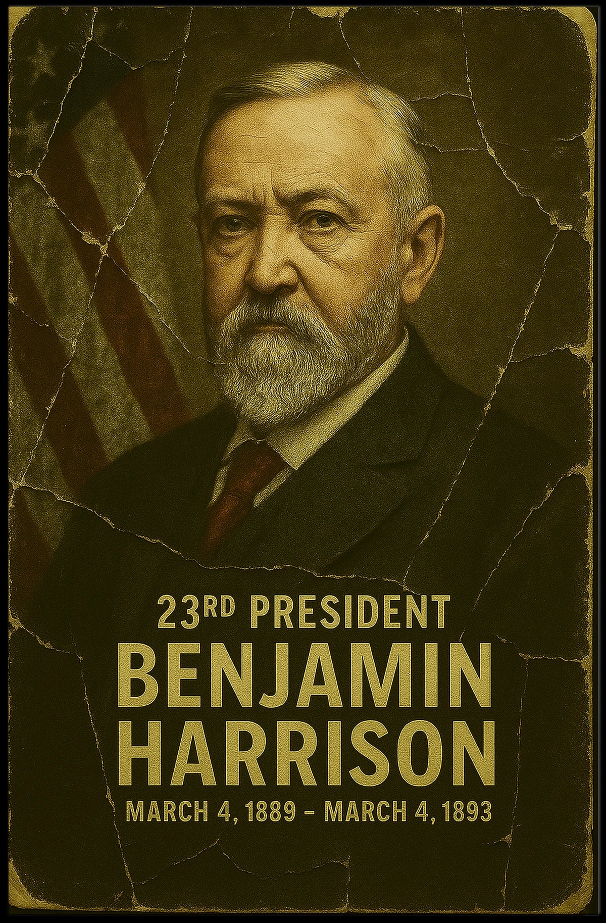 Benjamin Harrison 23rd President of the United States Damaged Photograph Poster