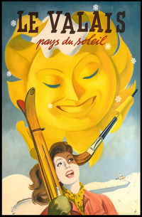 Valais Vintage Skiing Adventure Travel Poster PosterGoat