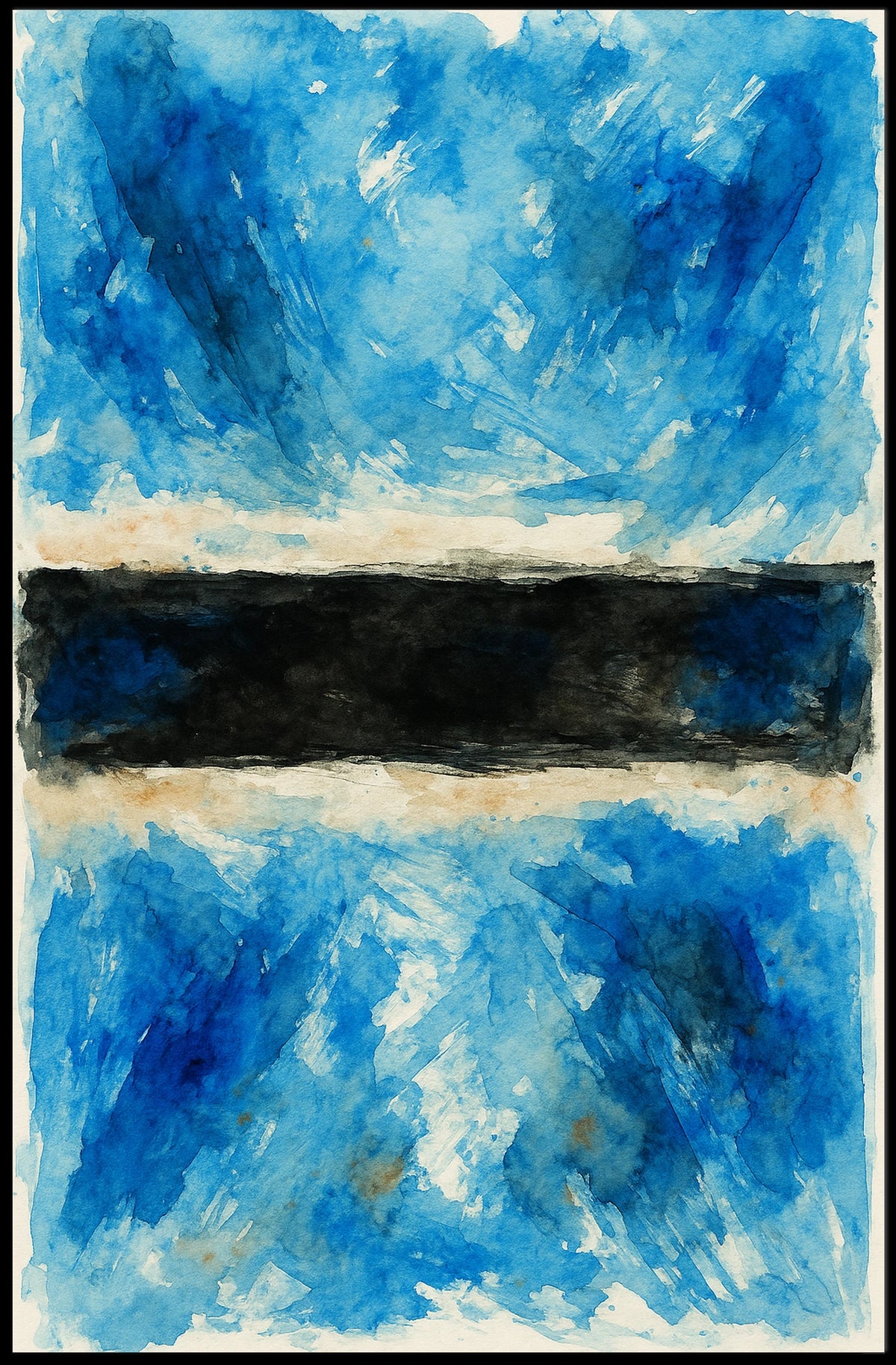 Abstract Blue And Black Composition Poster