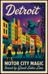 Motor City Magic Retro Urban Cityscape Poster