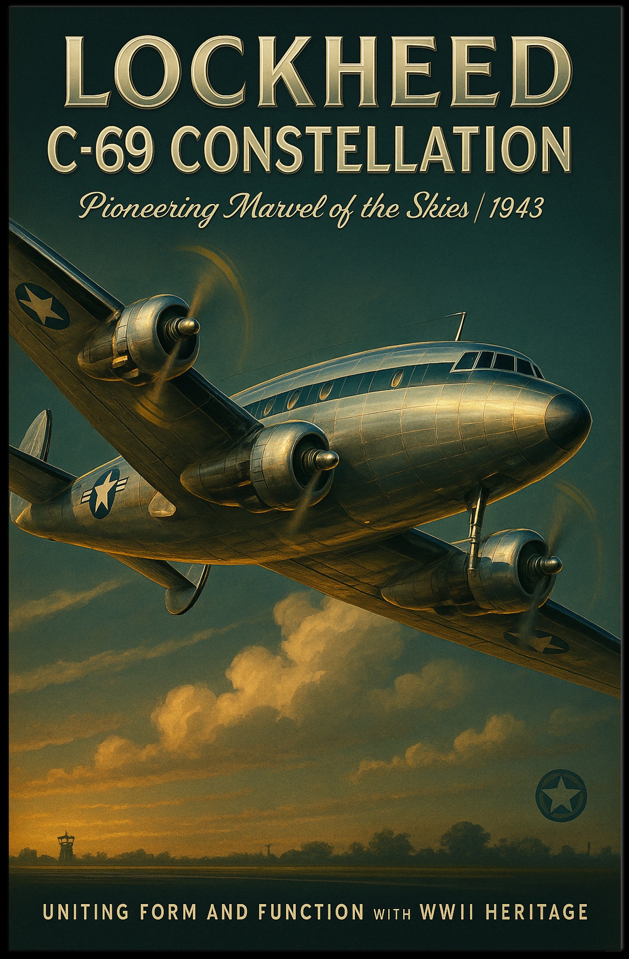 Lockheed Constellation Vintage Aviation Poster Print