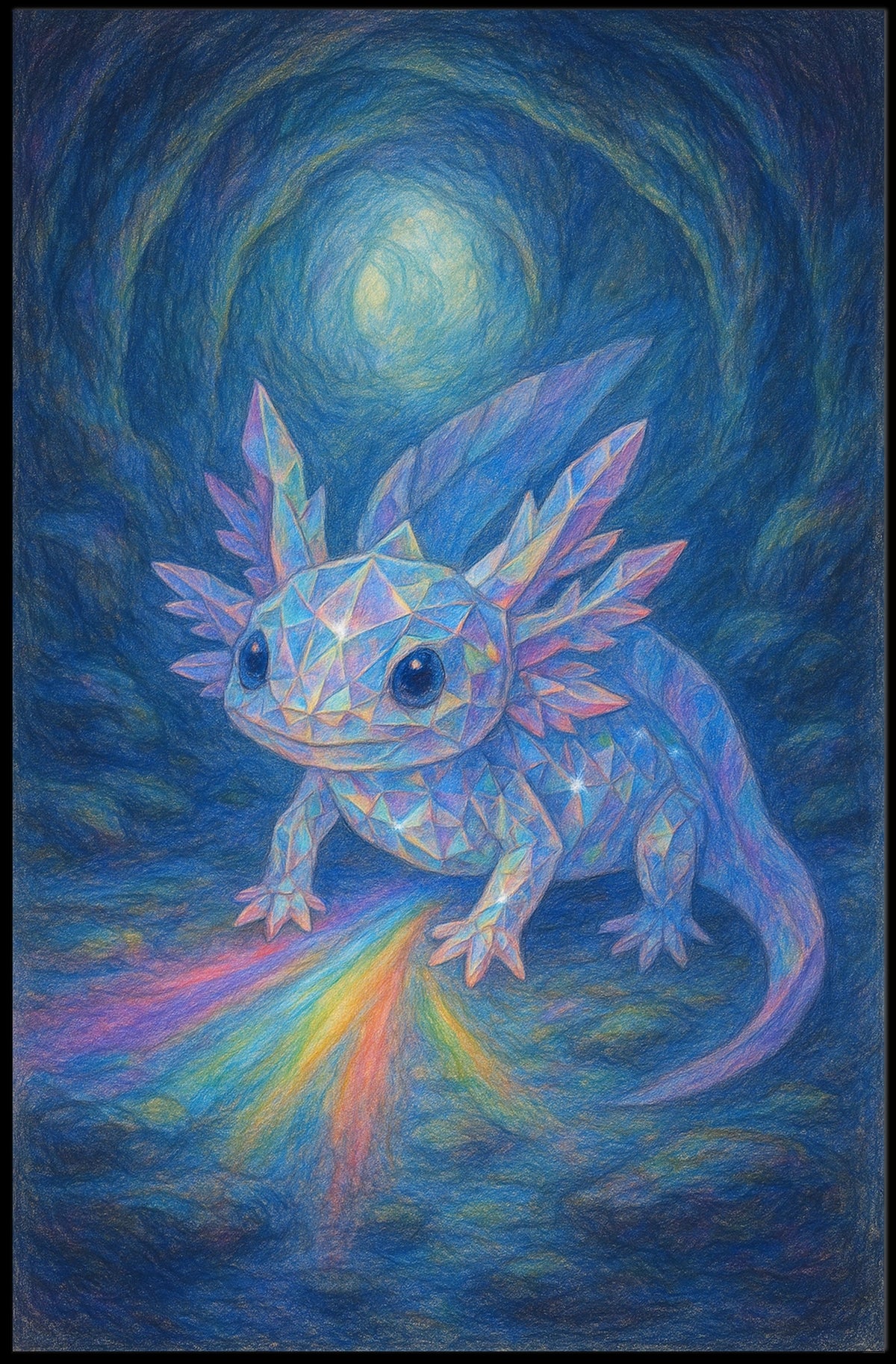Crystal Axolotl In A Mystical Cave Poster