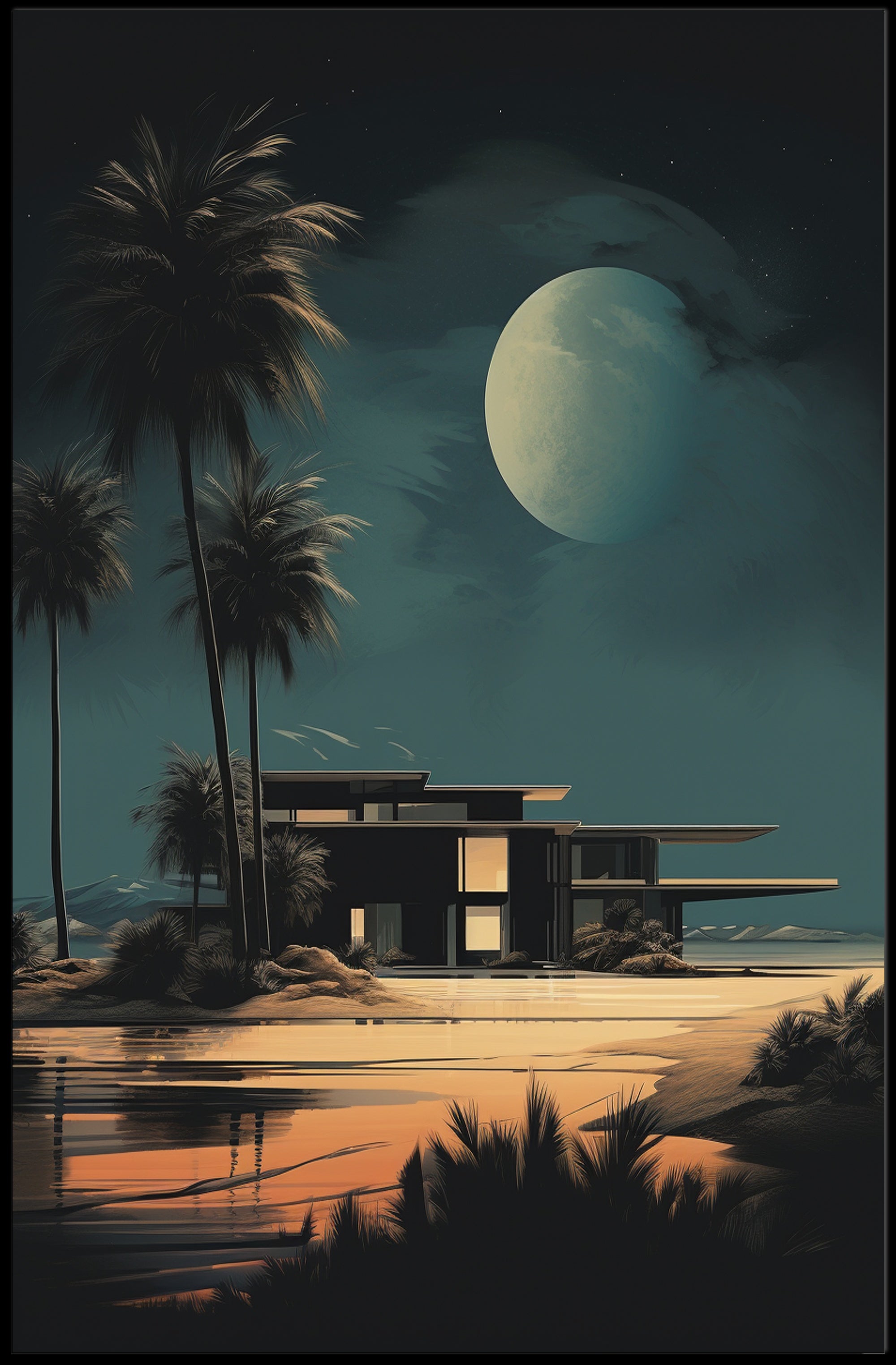 Moonlit Modern Oasis Modern Poster PosterGoat