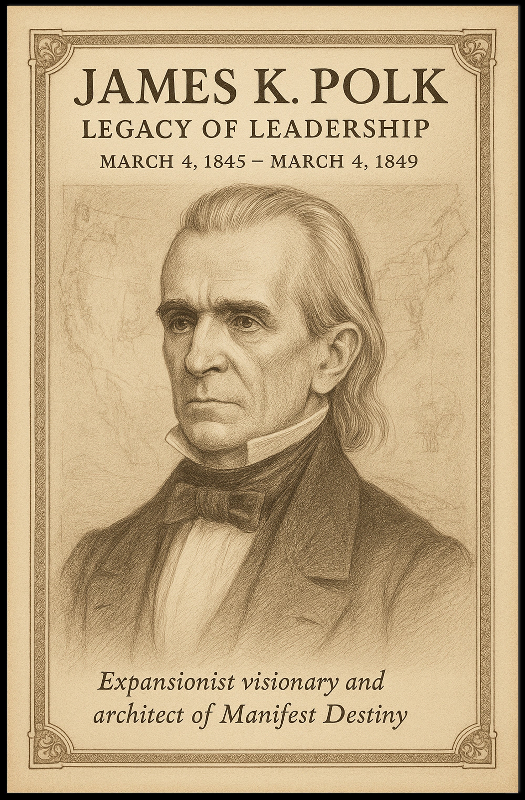 James K Polk Legacy of Leadership Poster Art Print PosterGoat