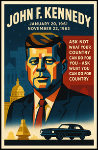 John F. Kennedy Vintage Patriotic Historical or Presidential Poster