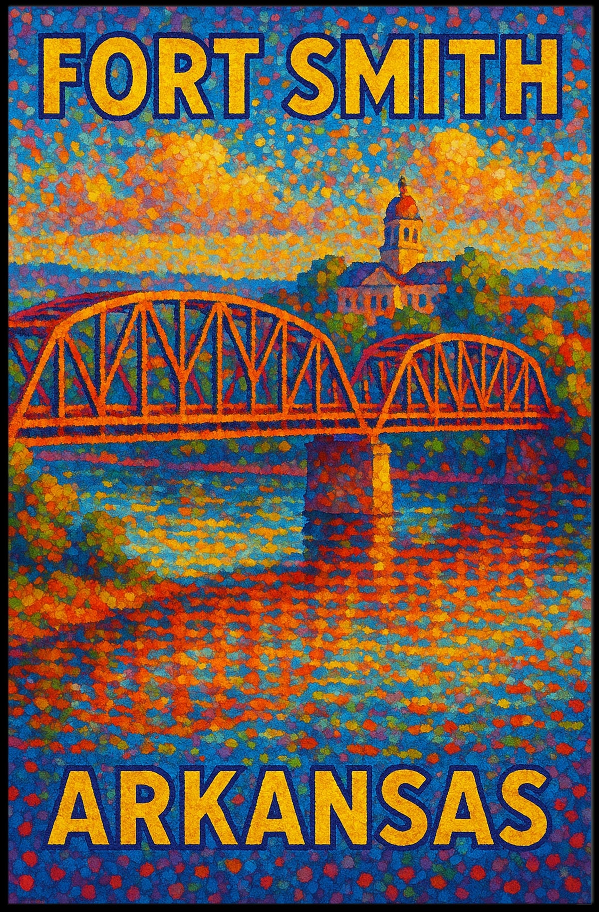 Fort Smith Arkansas Bridge Vintage Art Collector Poster