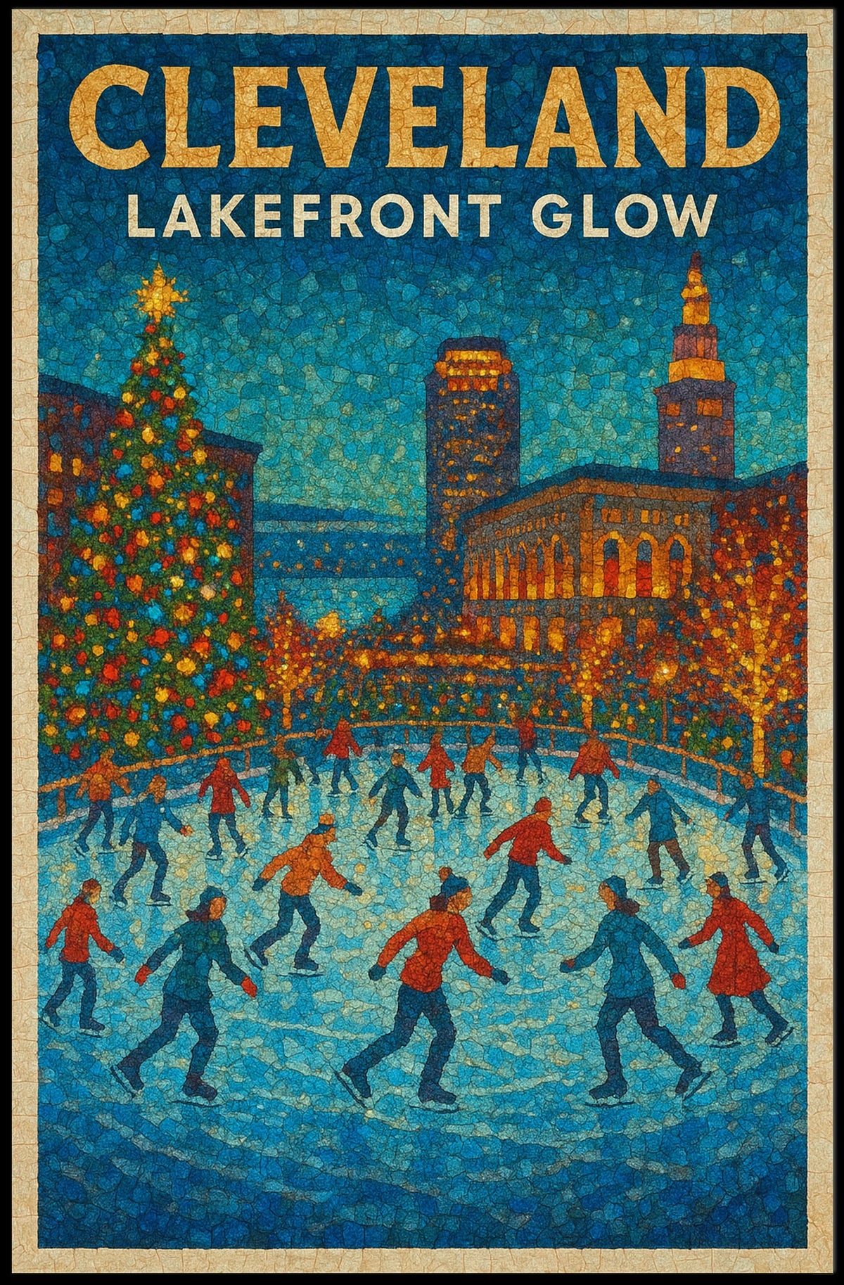 Cleveland Lakefront Glow Poster