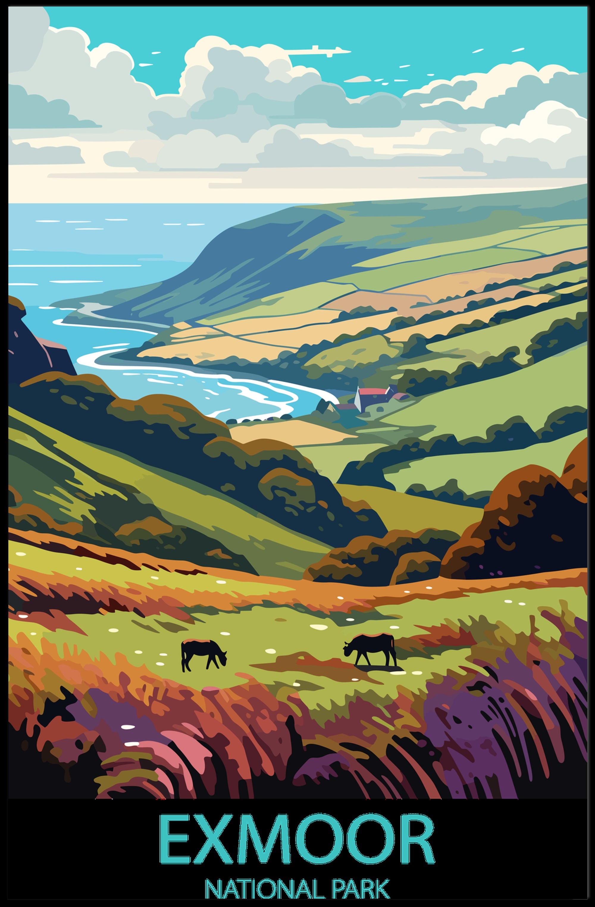 Exmoor National Park Scenic Travel Poster Print