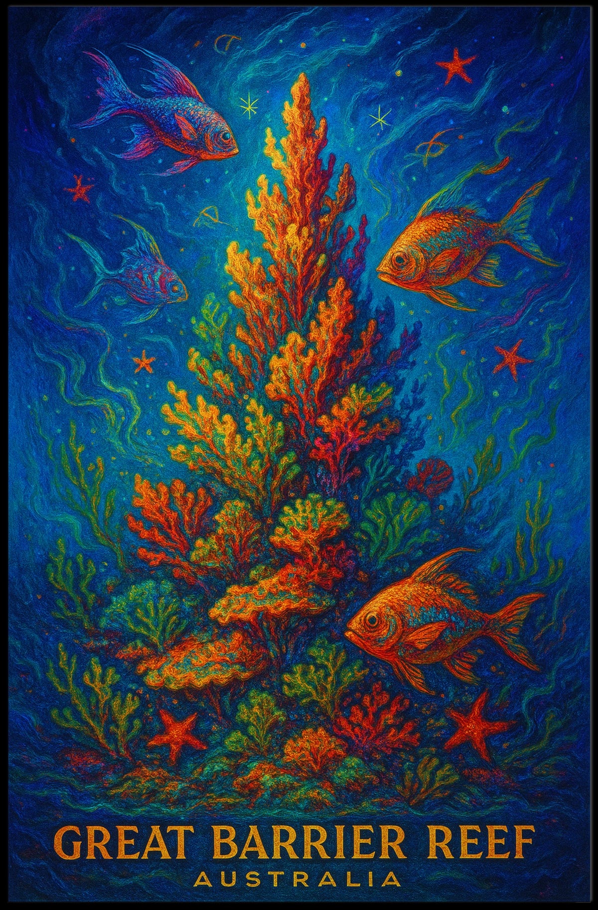 Great Barrier Reef Vintage Art Poster Print