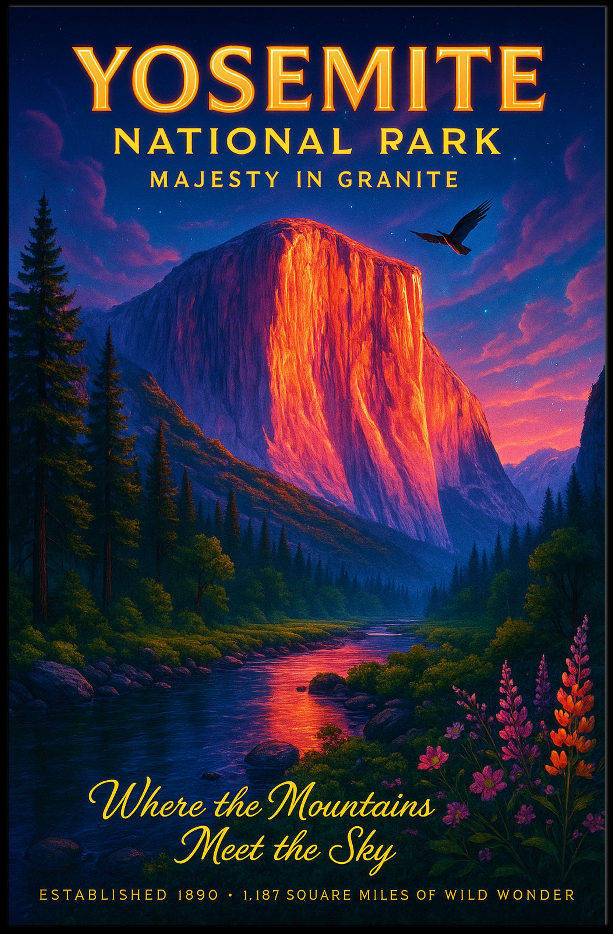 Yosemite National Park Majesty in Granite Poster PosterGoat