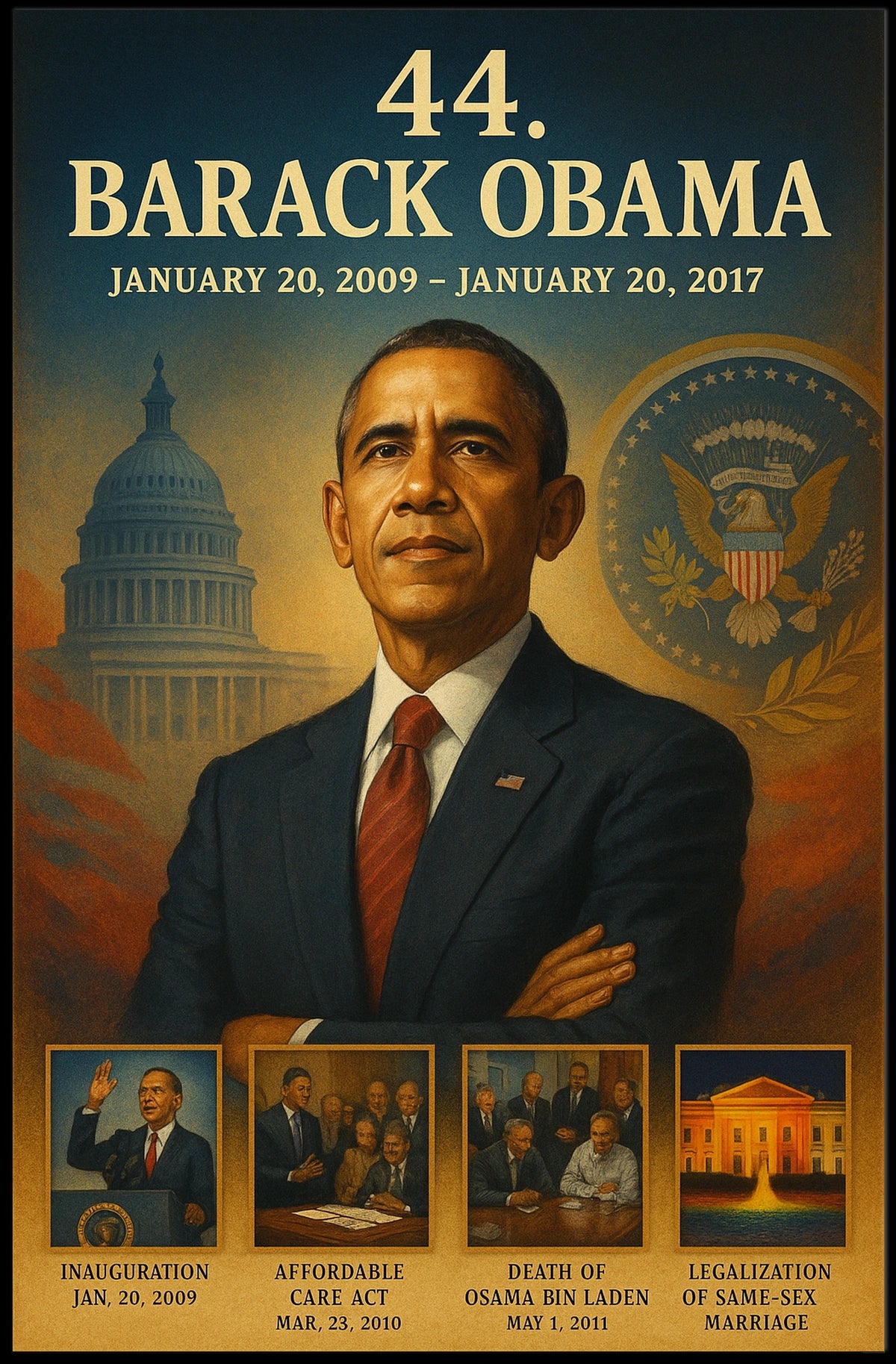 Barack Obama 44th President Historical or Presidential Poster