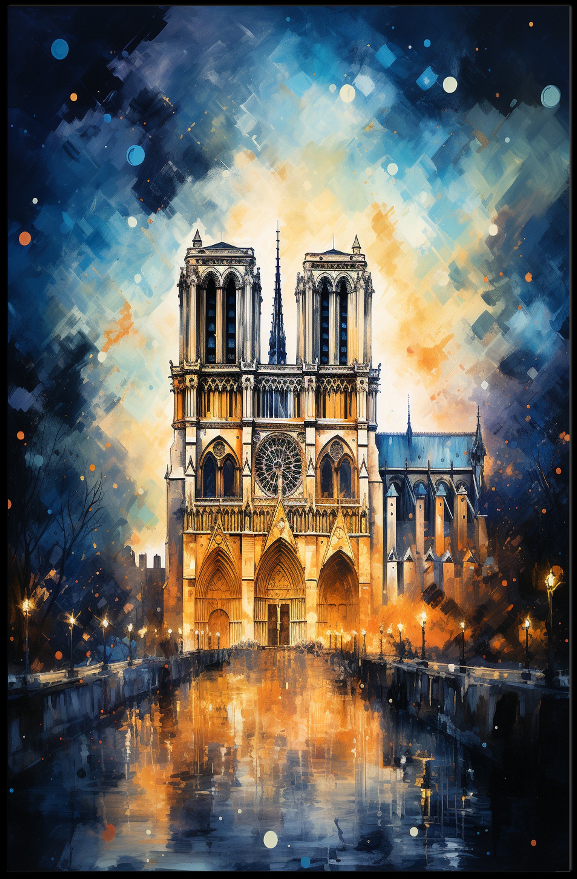 Notre-Dame De Paris A Nighttime Poster