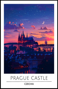 Prague Castle Twilight Enchantment Travel Poster