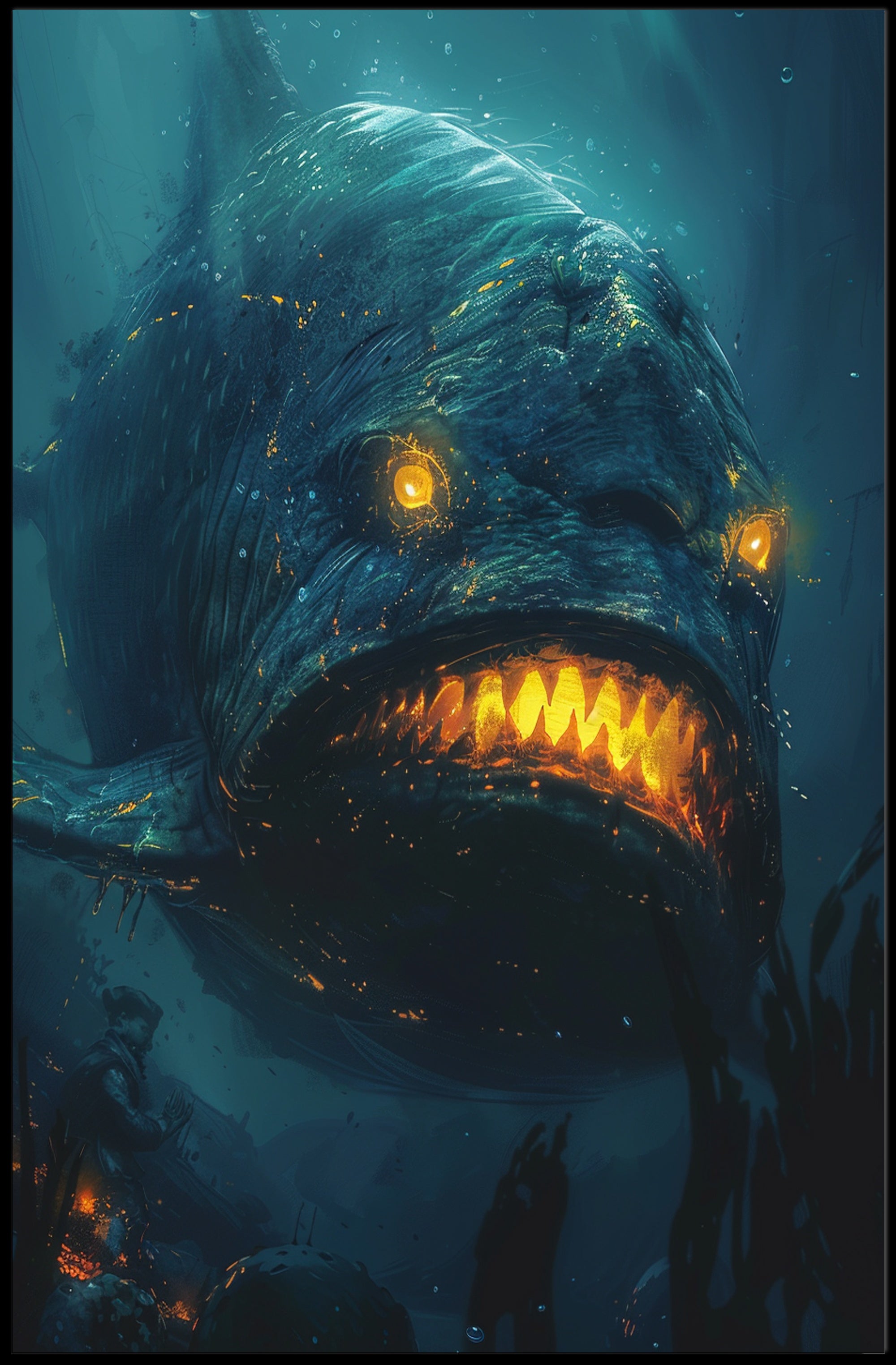 Mythical Sea Monster in Fantastical Underwater Adventure Poster PosterGoat